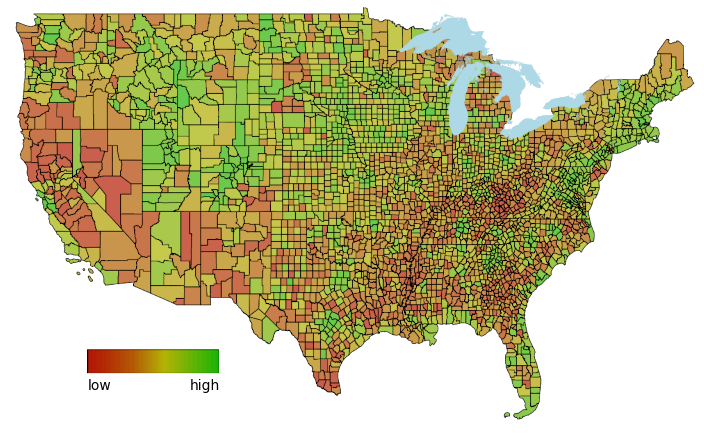 Locality Health Scores by US county
